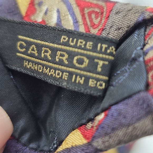 Carrot & Gibbs Tie Men's Italian Silk Butterfly Geometric Blue Gold Red Gray - Picture 3 of 8